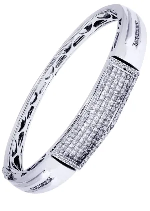 Mens Diamond Bangle White Gold| 3.68 Carats| 34.76 Grams