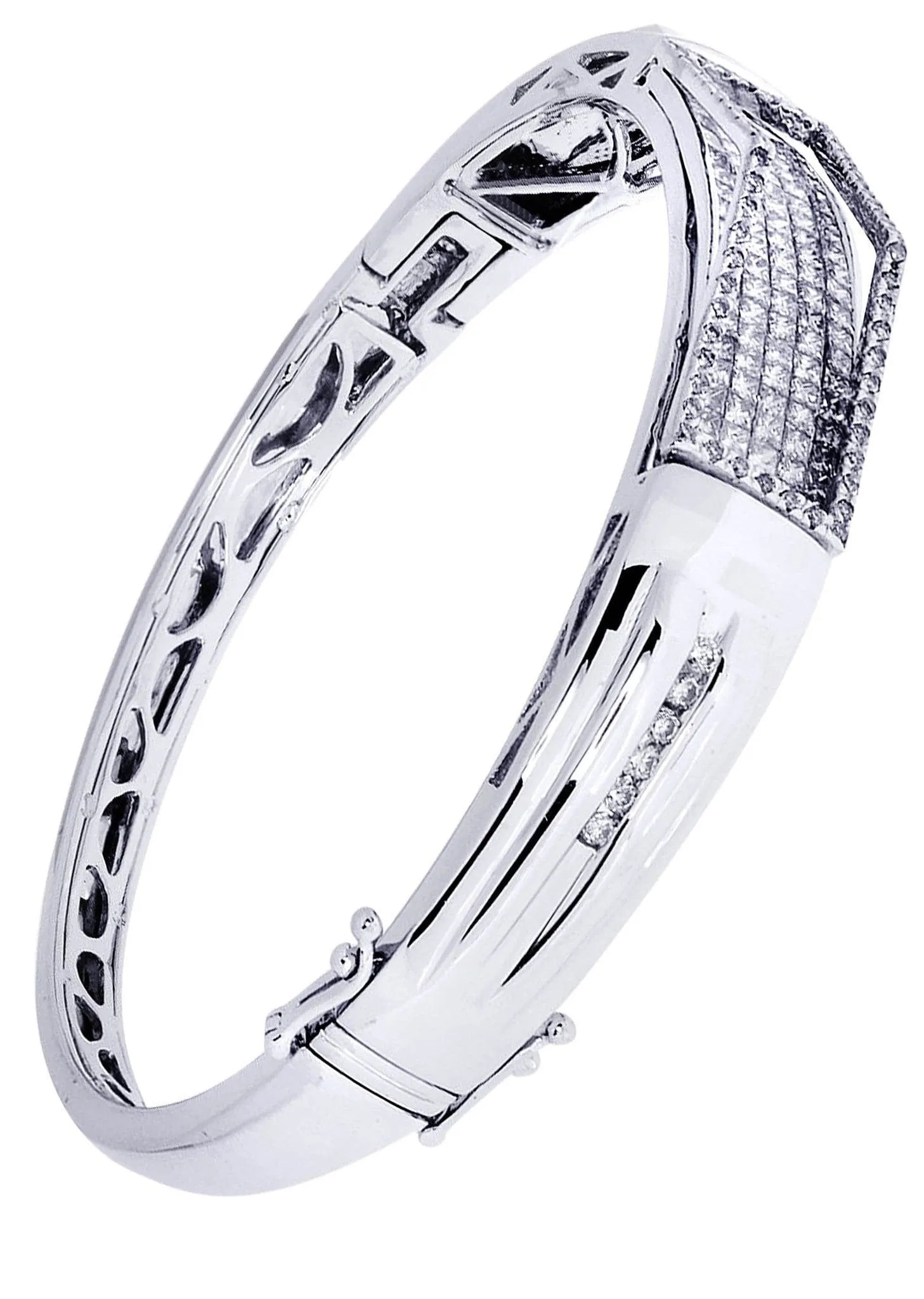 Mens Diamond Bangle White Gold| 3.68 Carats| 34.76 Grams