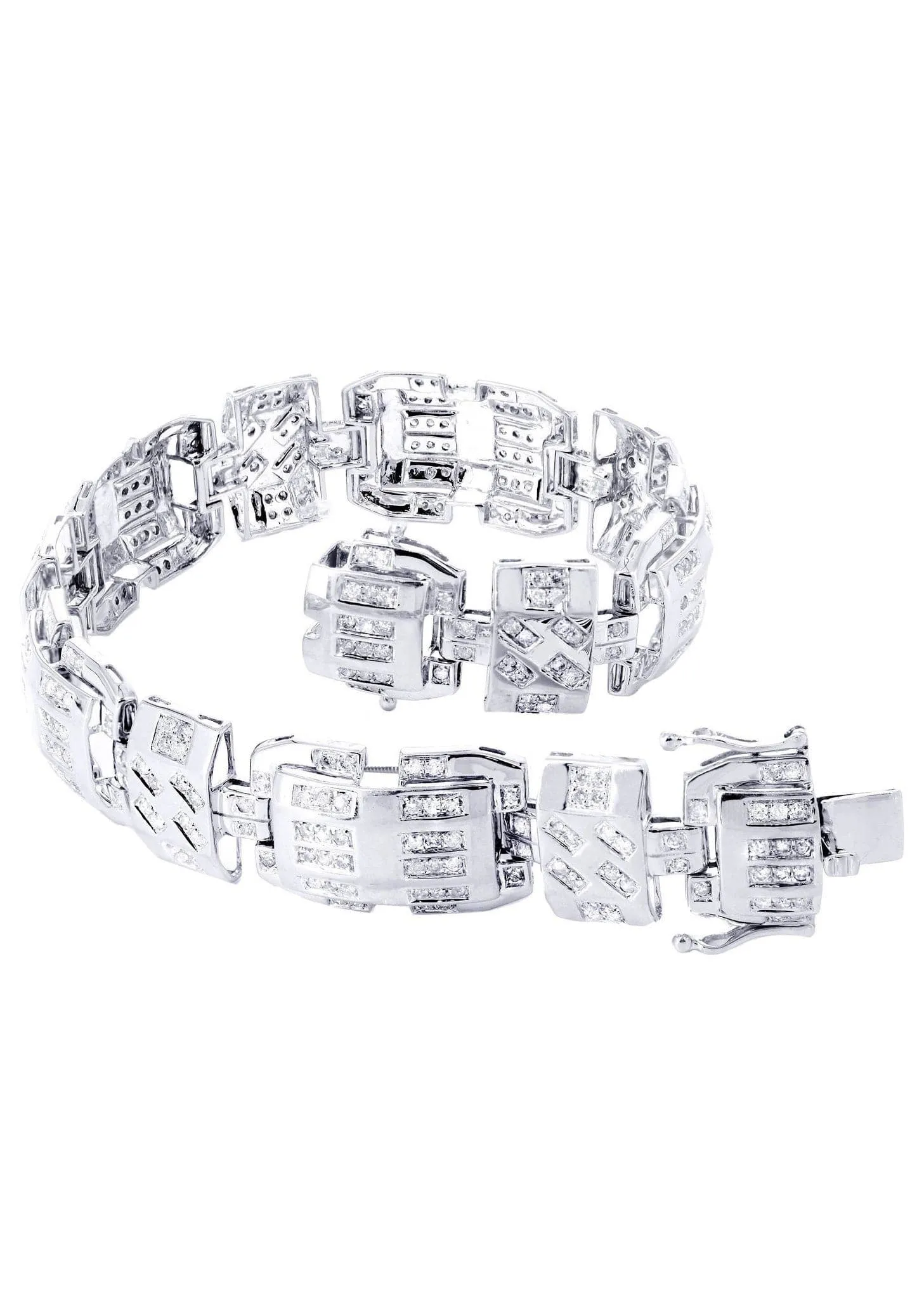 Mens Diamond Bracelet White Gold| 3.49 Carats| 33.95 Grams