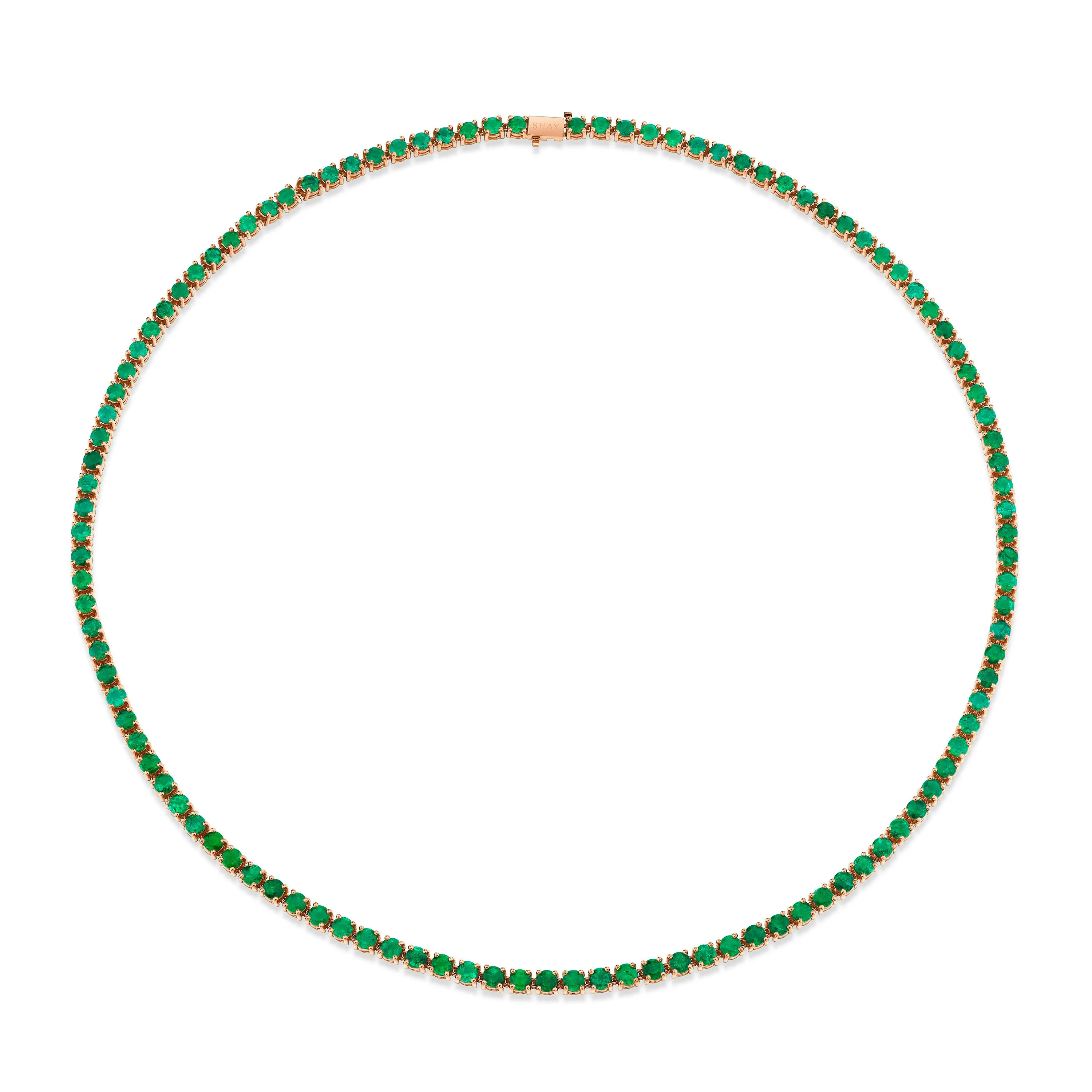 MEN'S EMERALD ROUND TENNIS NECKLACE, 22IN