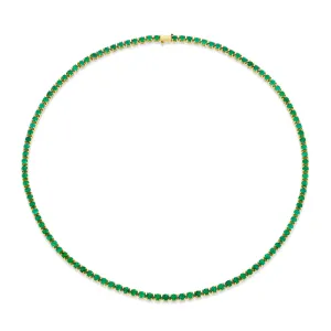 MEN'S EMERALD ROUND TENNIS NECKLACE, 22IN