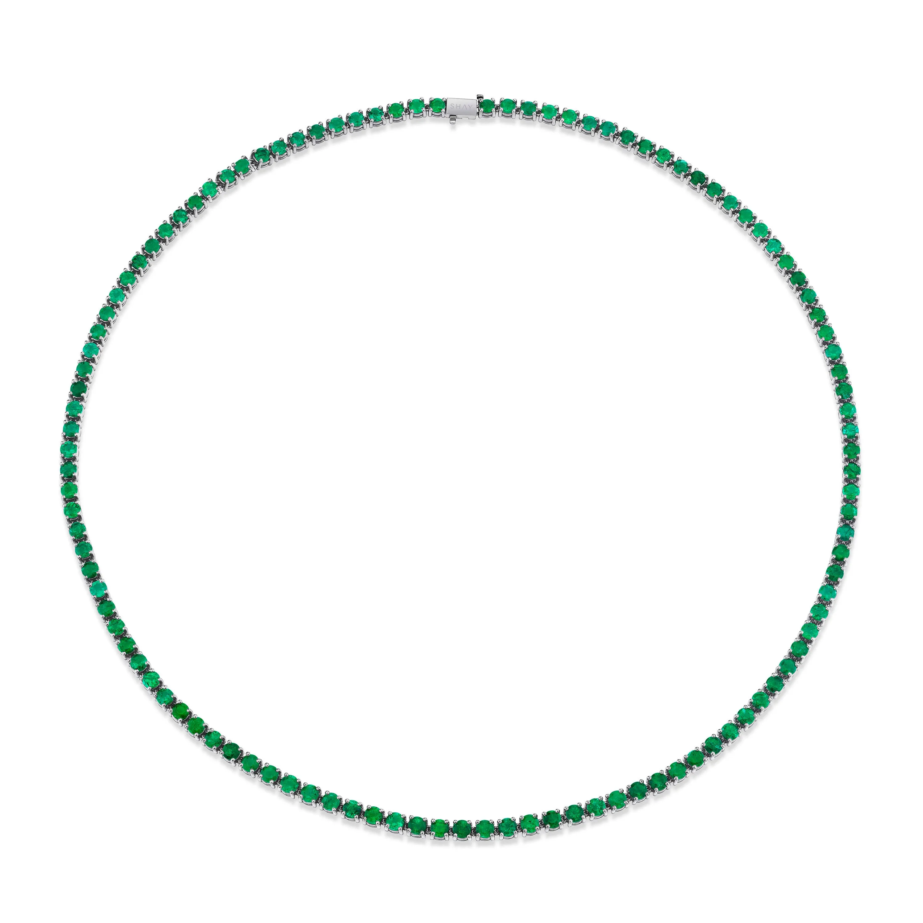 MEN'S EMERALD ROUND TENNIS NECKLACE, 22IN