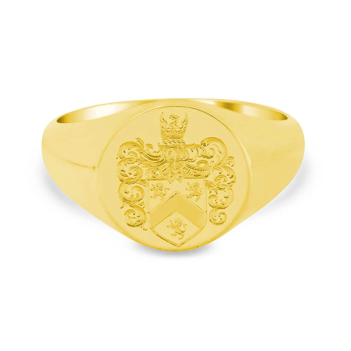 Men's Round Signet Ring - Small - Hand Engraved Family Crest / Logo