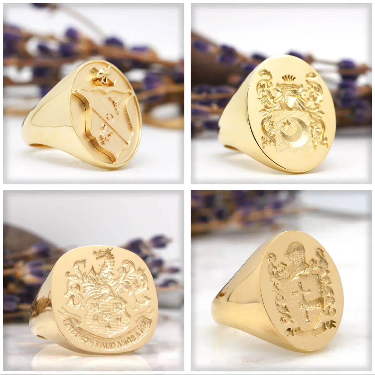 Men's Square Signet Ring - Extra Large - CAD Designed Family Crest / Logo