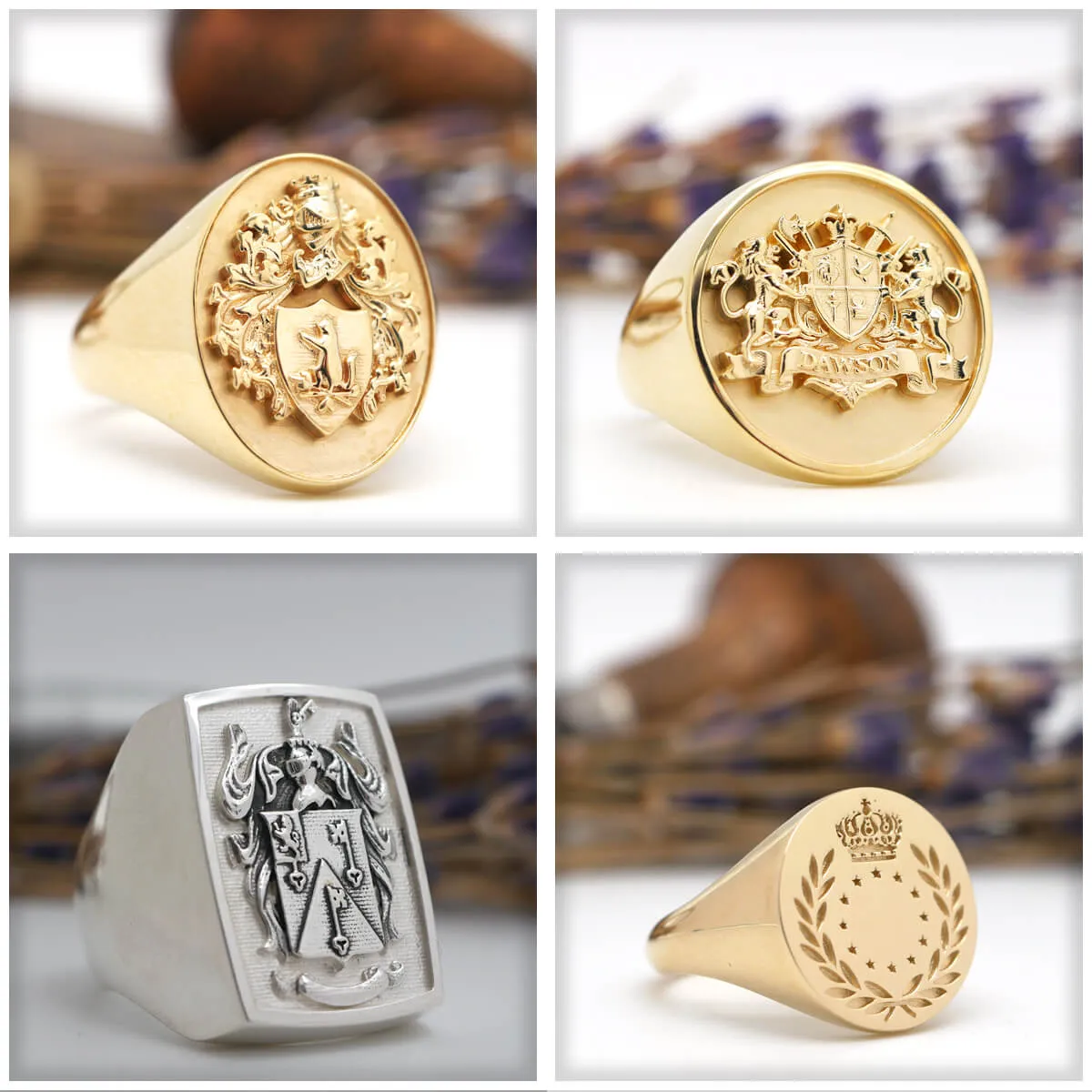 Men's Square Signet Ring - Extra Large - CAD Designed Family Crest / Logo