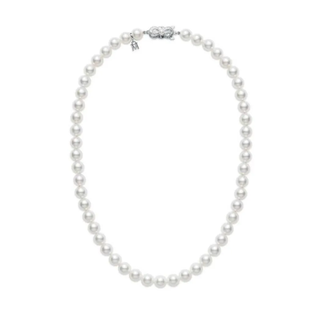 Mikimoto 18K White Gold & Pearl Choker