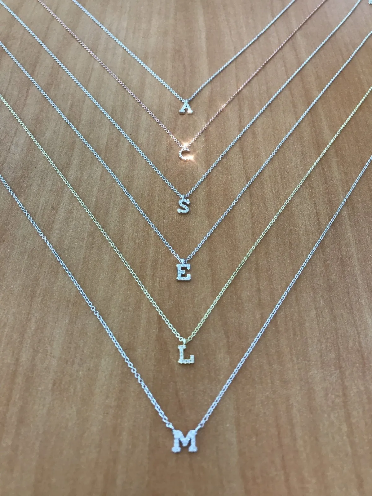 Mini Diamond Initial "E" Necklace - BJ1N5756