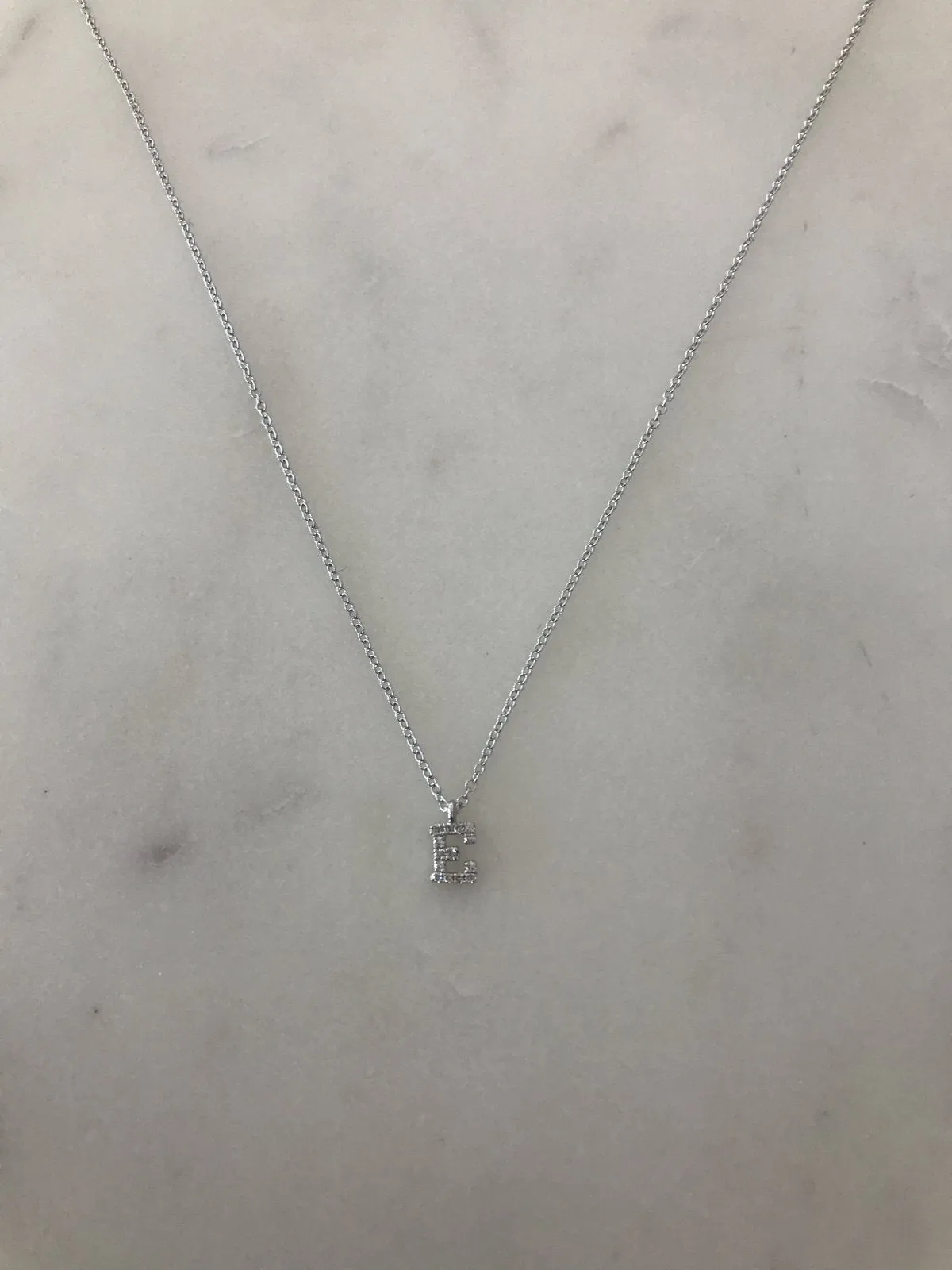 Mini Diamond Initial "E" Necklace - BJ1N5756