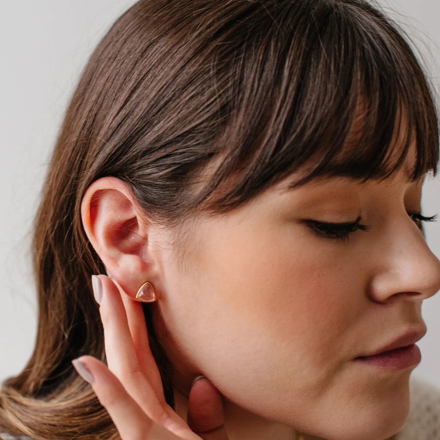 MINI FREEDOM STUD EARRINGS - WHITE TOPAZ  & ROSE GOLD