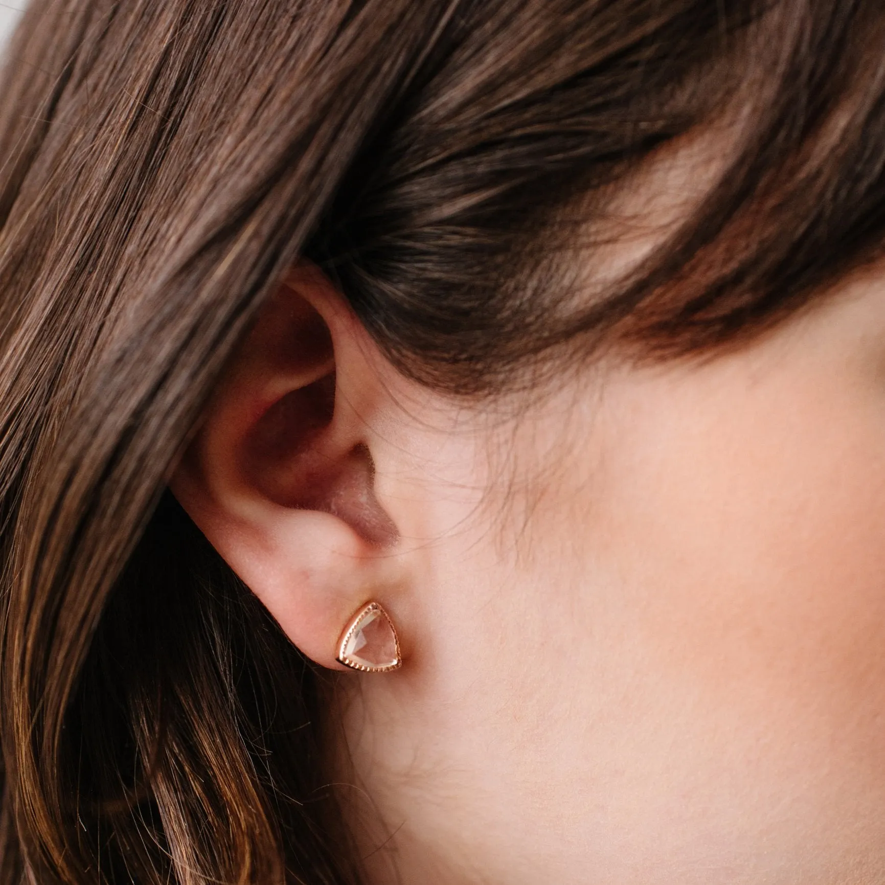 MINI FREEDOM STUD EARRINGS - WHITE TOPAZ  & ROSE GOLD