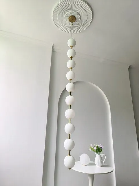 Modern White pvc Ball Pendant Lamp For Restaurant Hall Creative Necklace Chandelier Dining Room Kitchen Designer Lighting Led