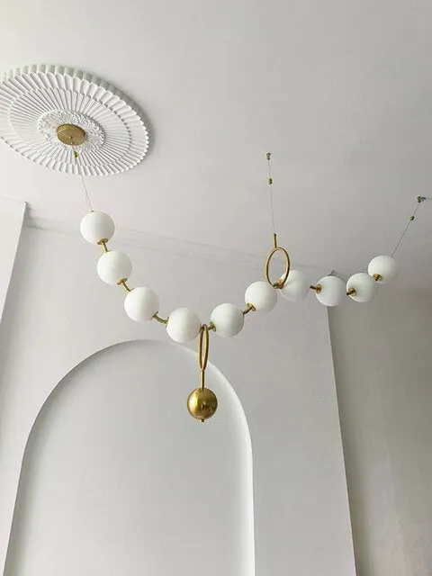 Modern White pvc Ball Pendant Lamp For Restaurant Hall Creative Necklace Chandelier Dining Room Kitchen Designer Lighting Led