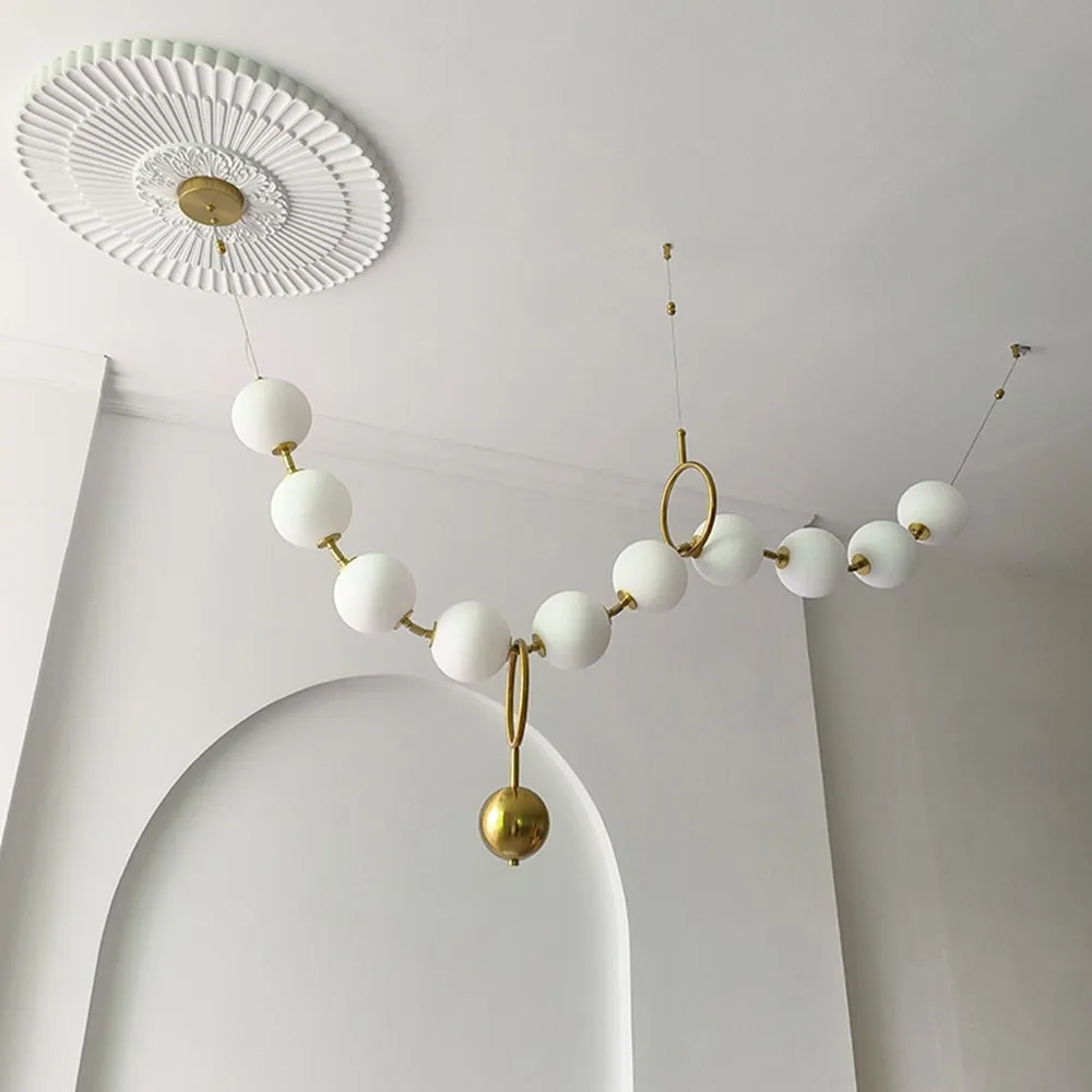 Modern White pvc Ball Pendant Lamp For Restaurant Hall Creative Necklace Chandelier Dining Room Kitchen Designer Lighting Led