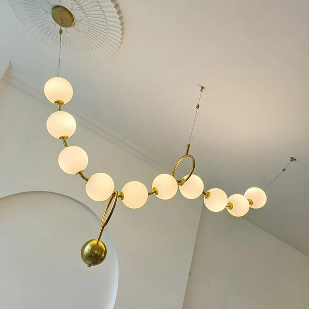 Modern White pvc Ball Pendant Lamp For Restaurant Hall Creative Necklace Chandelier Dining Room Kitchen Designer Lighting Led