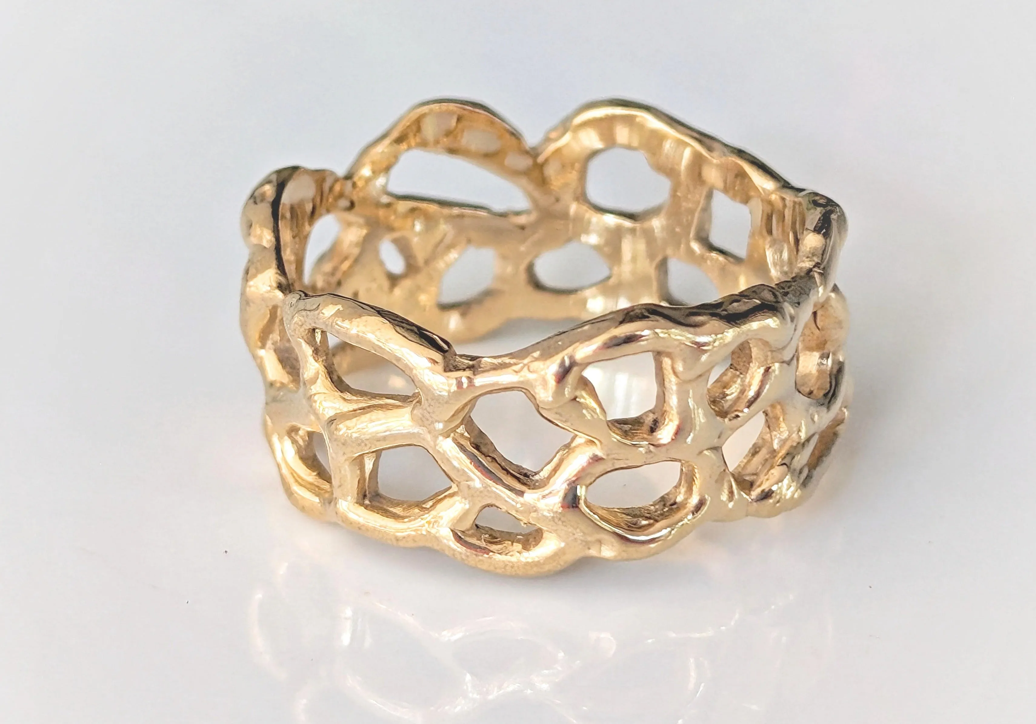 Molten Silver Honeycomb ring