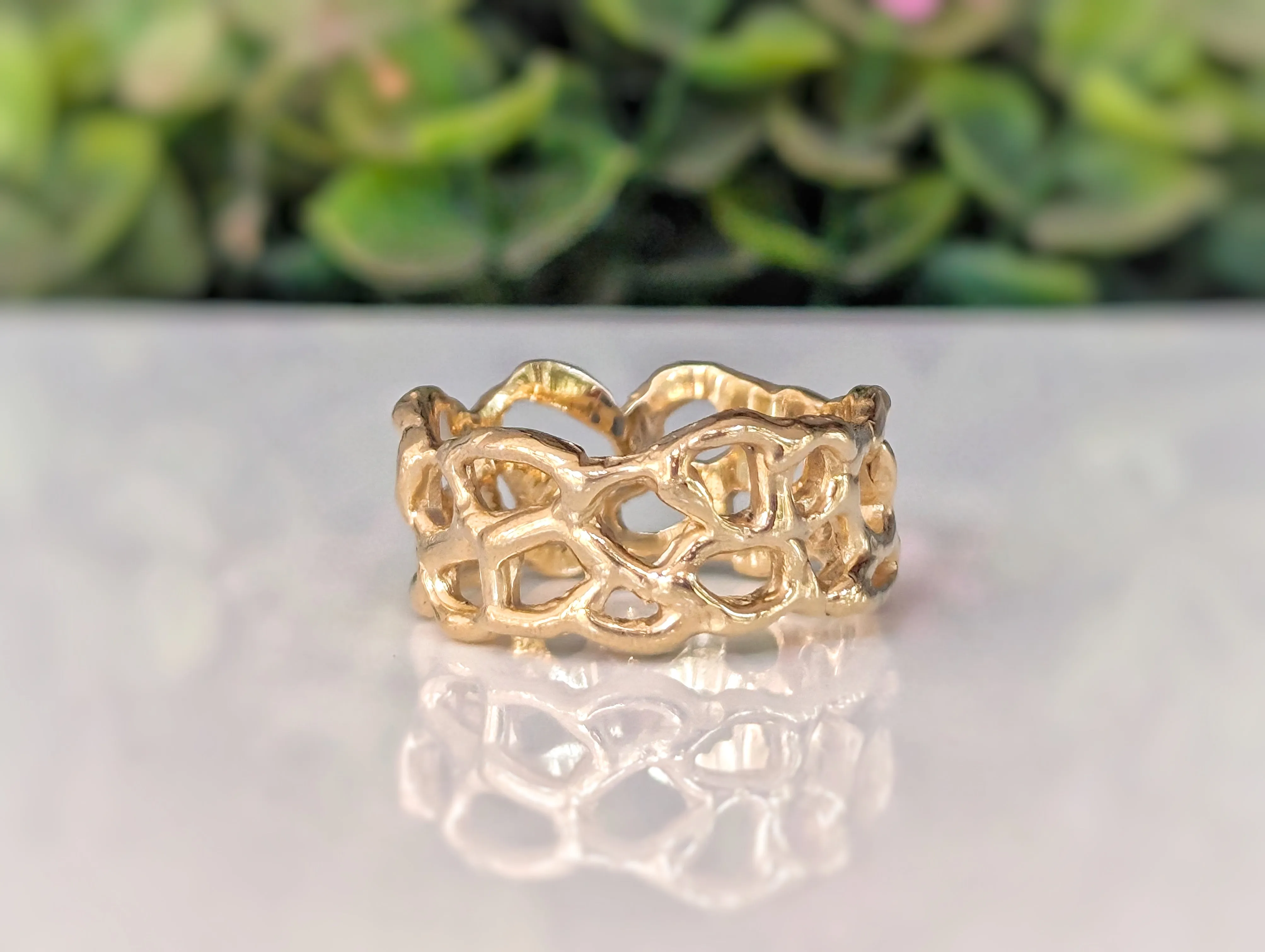 Molten Silver Honeycomb ring