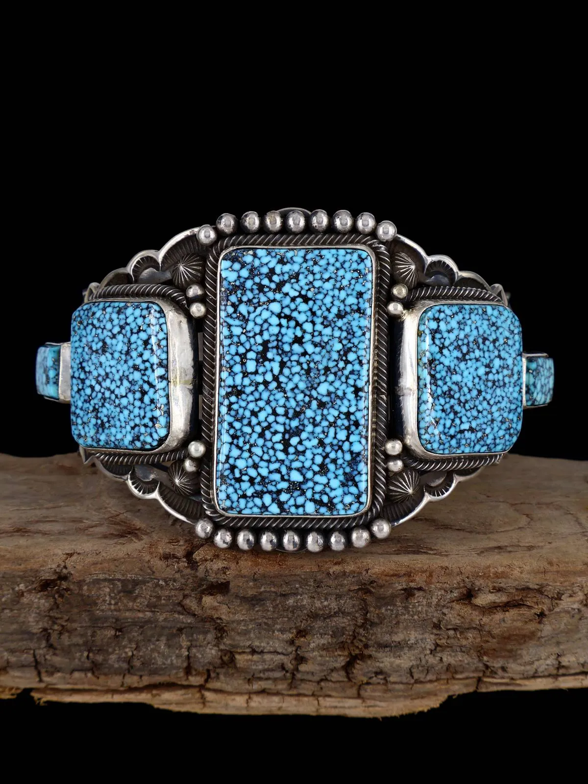 Native American Jewelry Kingman Black Web Turquoise Cuff Bracelet