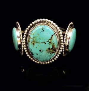 Native American Sterling Silver and Turquoise Cuff Bracelet