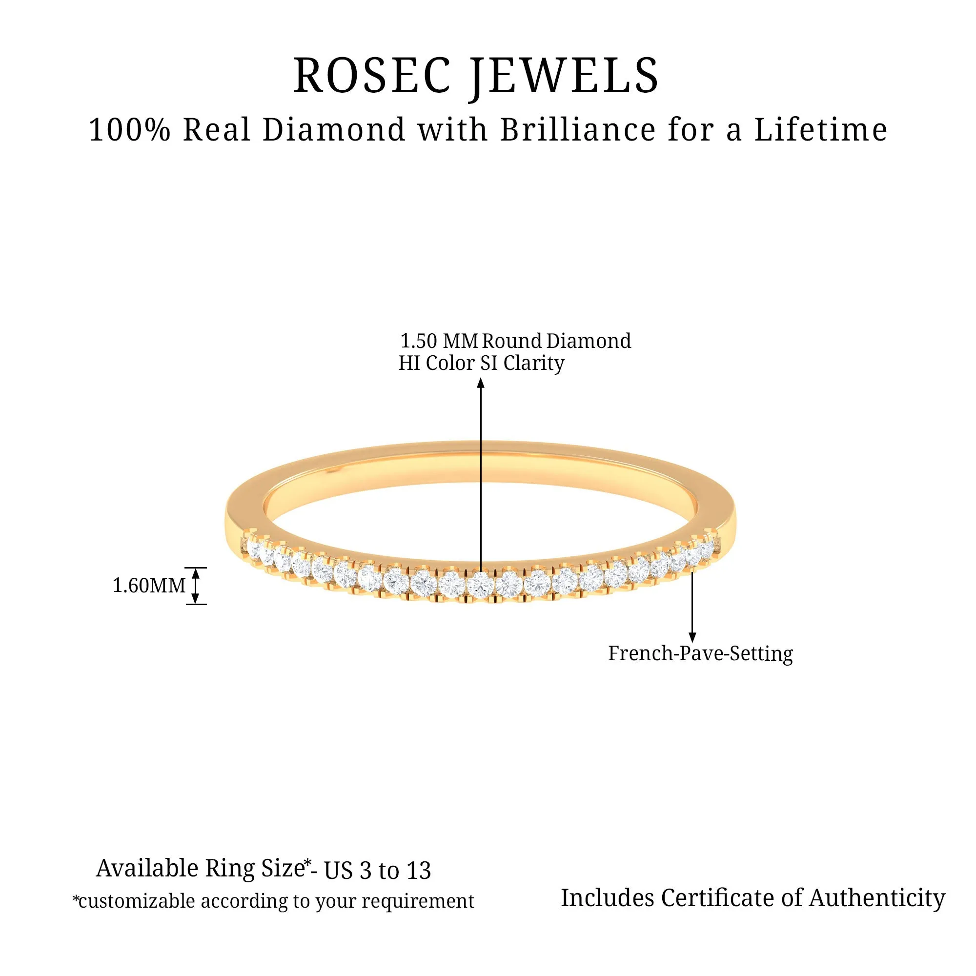 Natural Diamond Minimal Stackable Band Ring