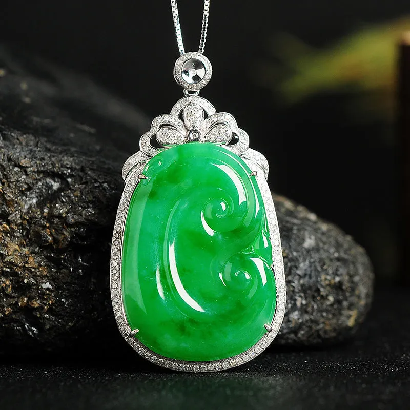 Natural Jade Pendant Jadeite Gold Ruyi Pendant PT24