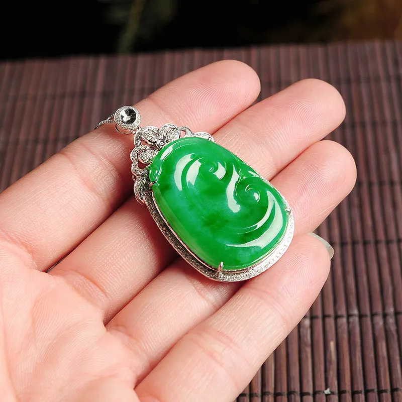 Natural Jade Pendant Jadeite Gold Ruyi Pendant PT24