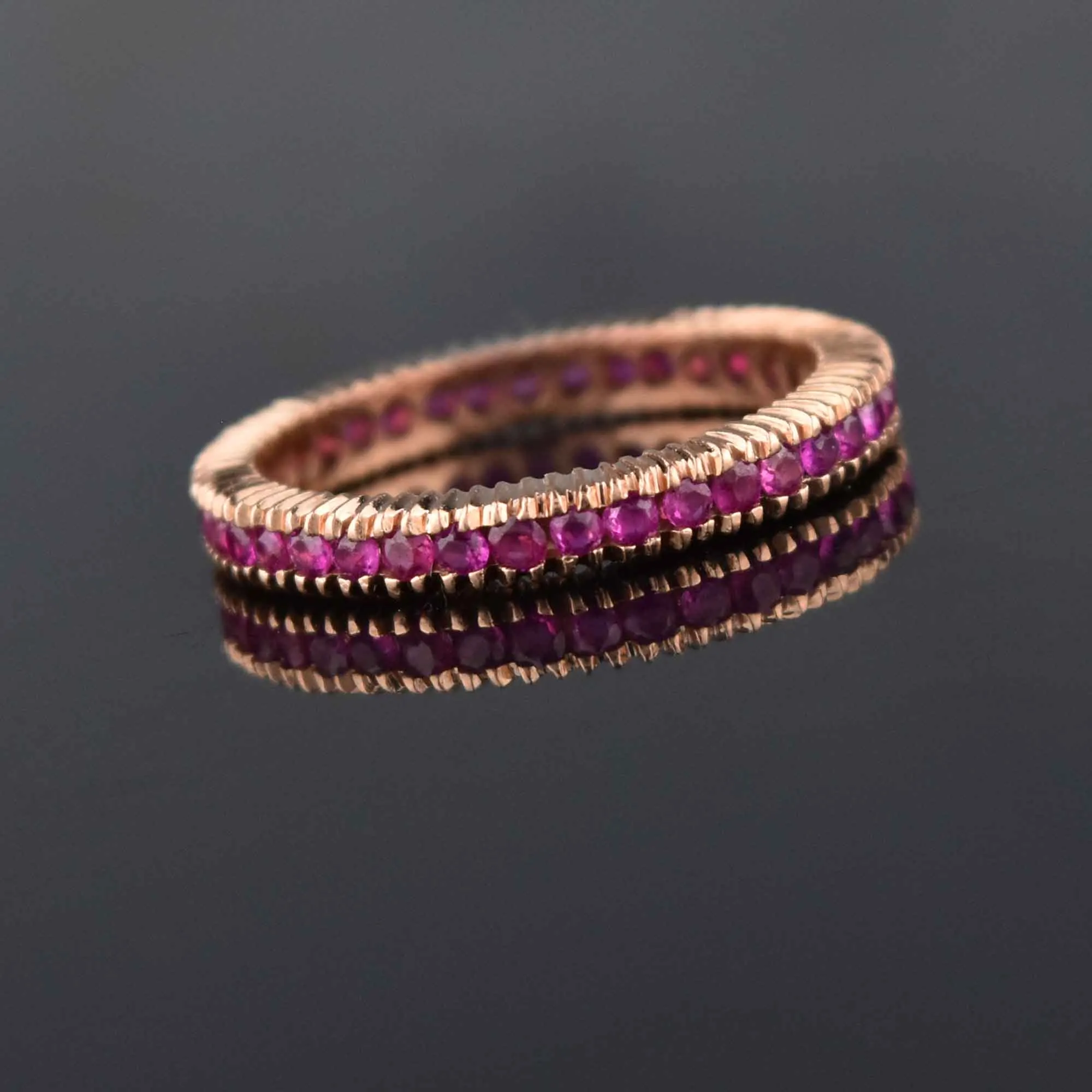 Natural Ruby 14K Rose Gold Eternity Band Ring