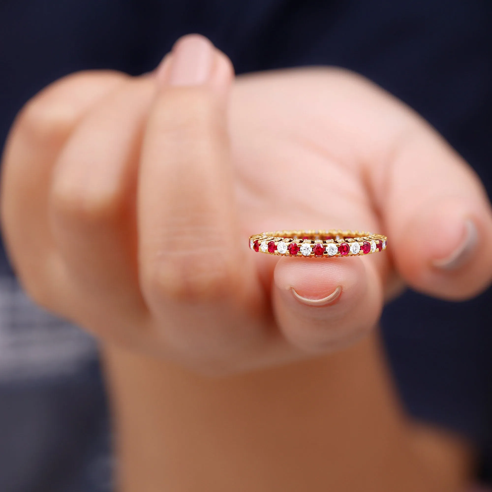 Natural Ruby and Diamond Full Eternity Ring