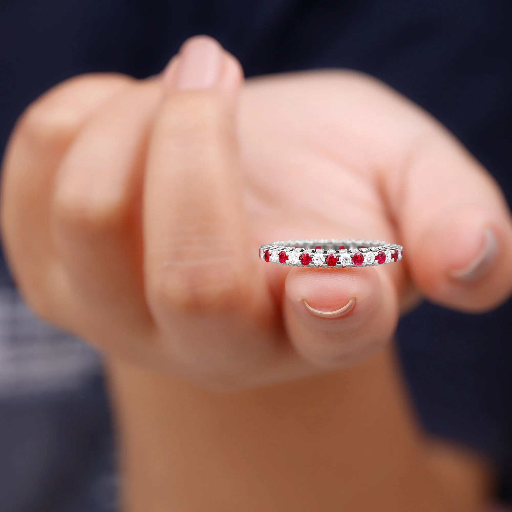 Natural Ruby and Diamond Full Eternity Ring