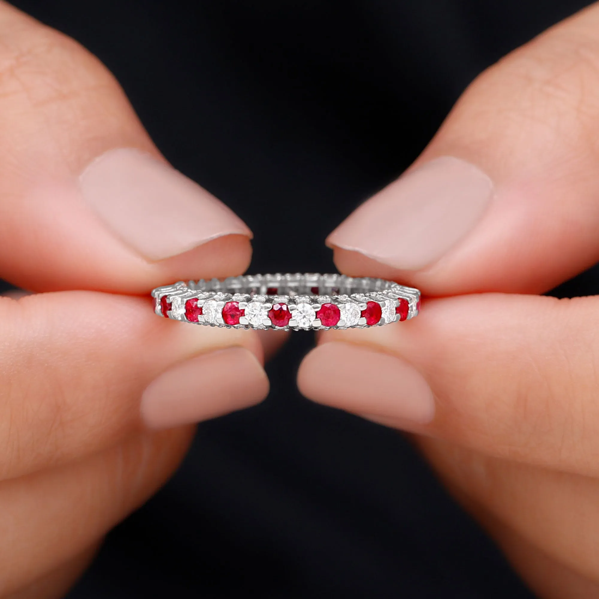 Natural Ruby and Diamond Full Eternity Ring