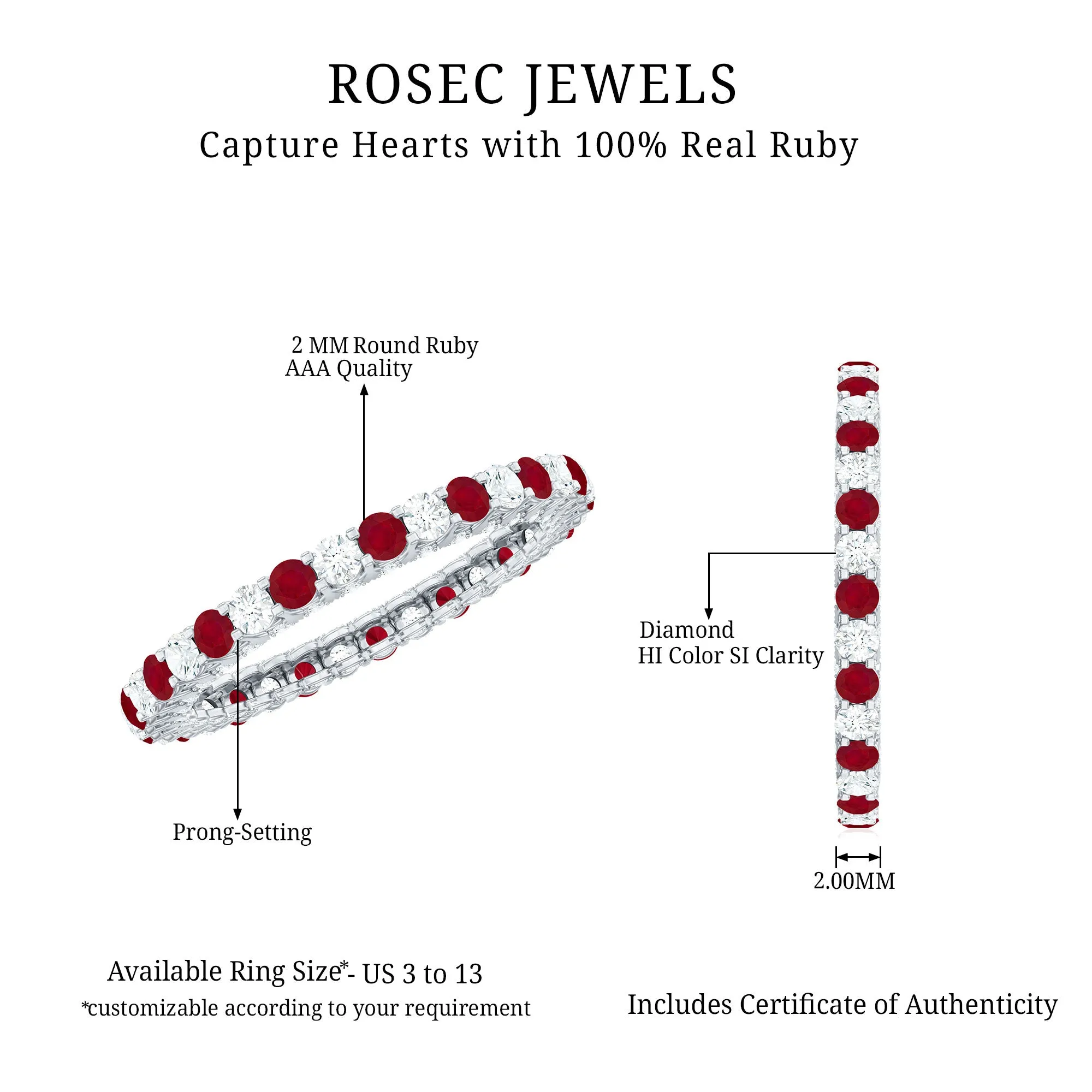 Natural Ruby and Diamond Full Eternity Ring