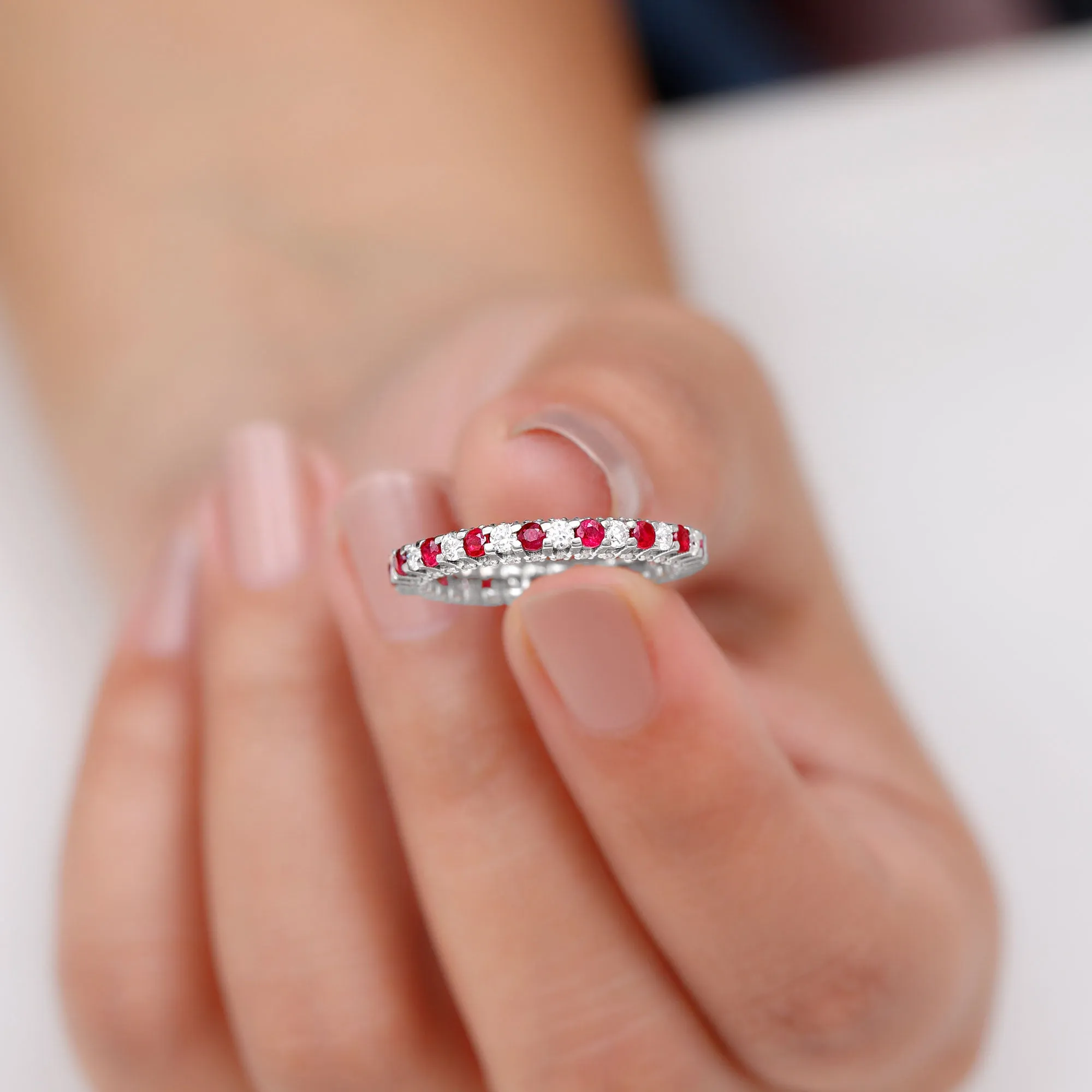 Natural Ruby and Diamond Full Eternity Ring