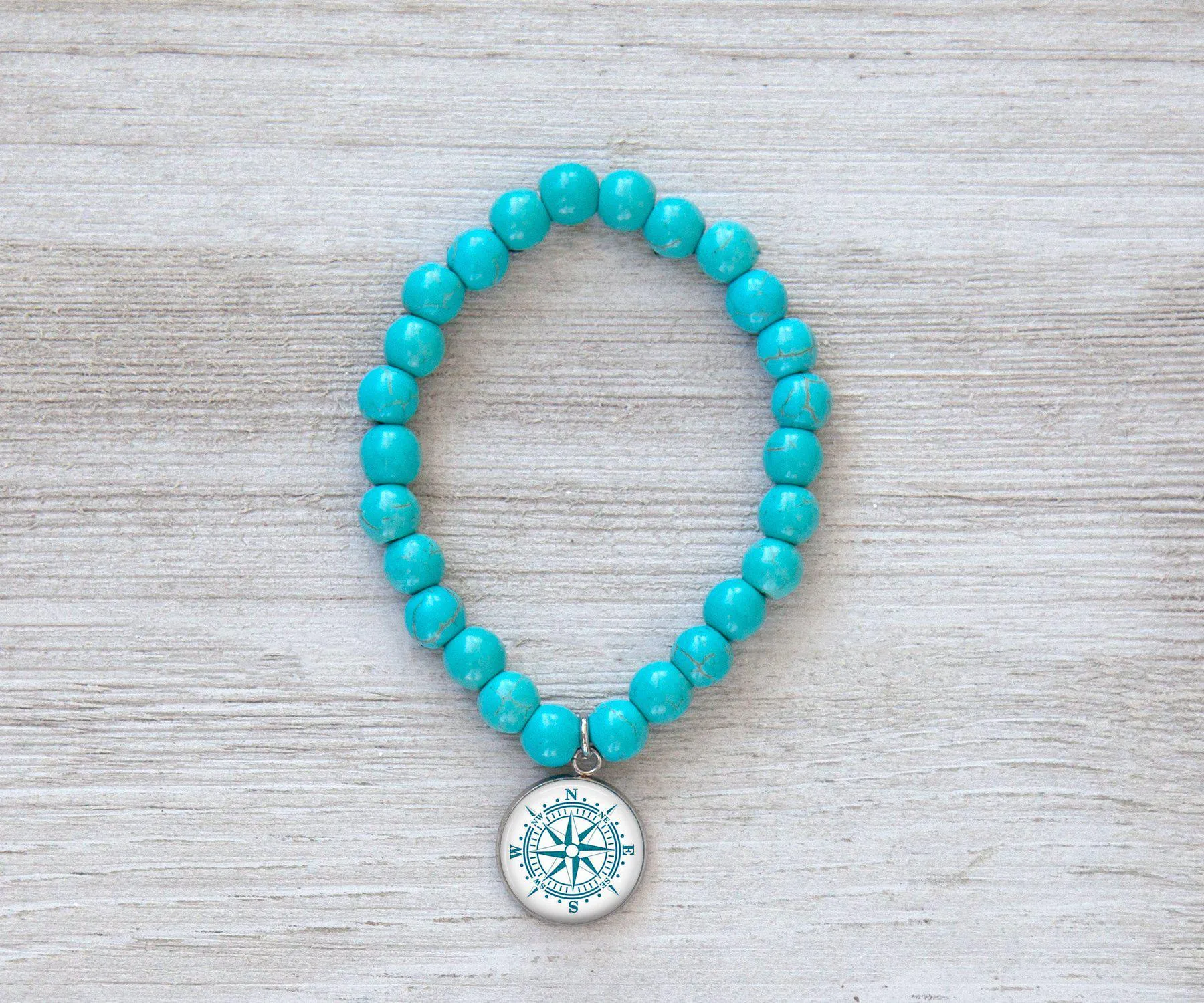 Nautical Rose Teal Beaded Bracelet | Beach Jewelry