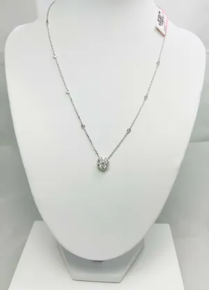 New! 16" 1.39ctw Natural Diamond 14k White Gold Station Necklace