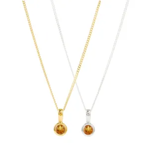 November Birthstone Charm Necklace - Citrine