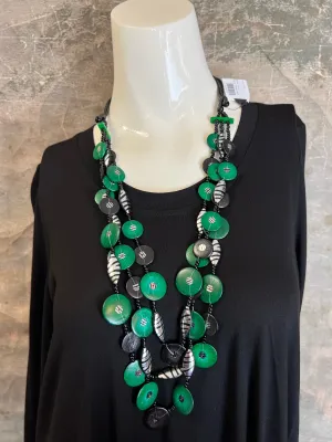 NT367A Multi Strand Necklace-Green