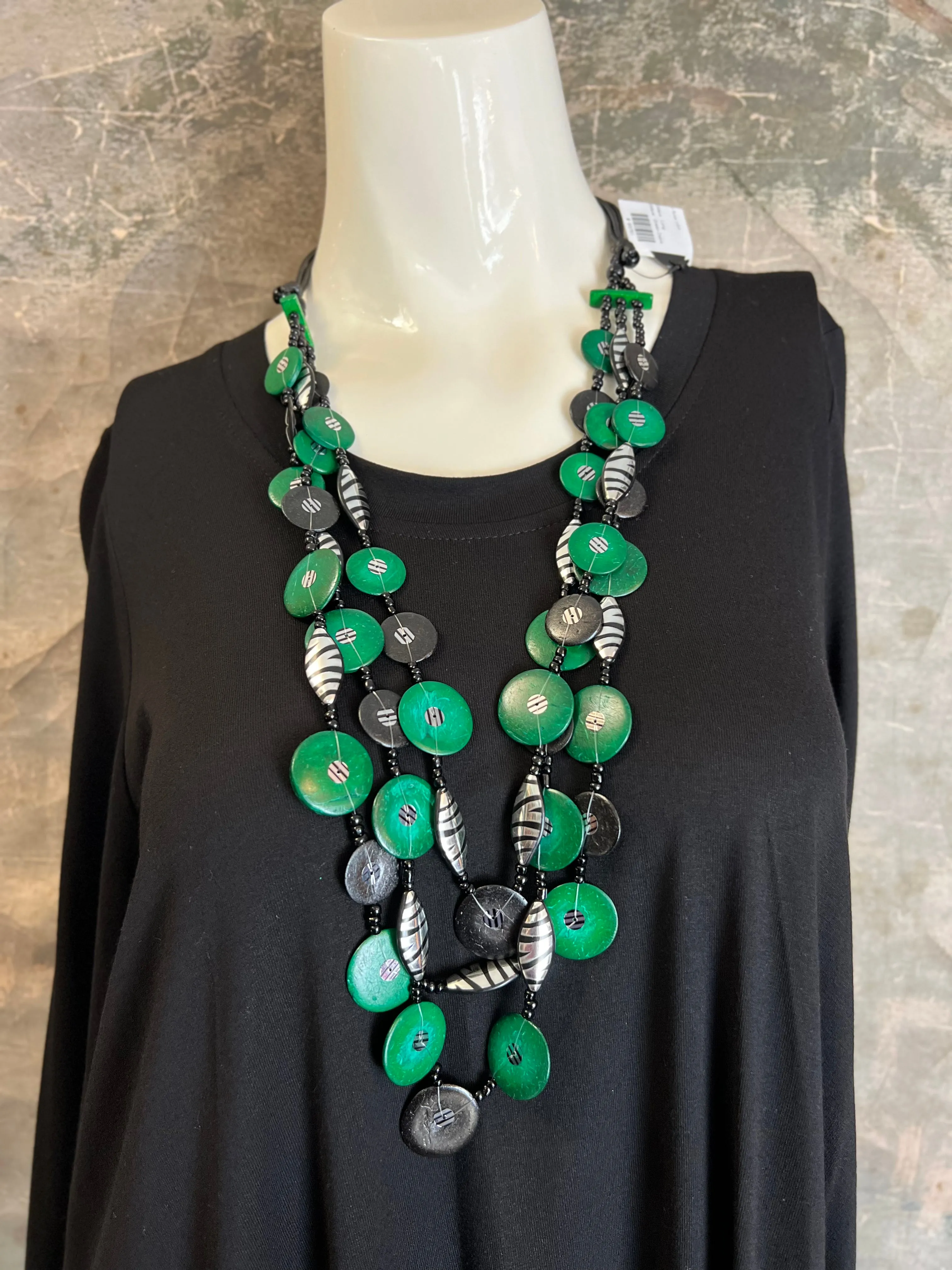 NT367A Multi Strand Necklace-Green