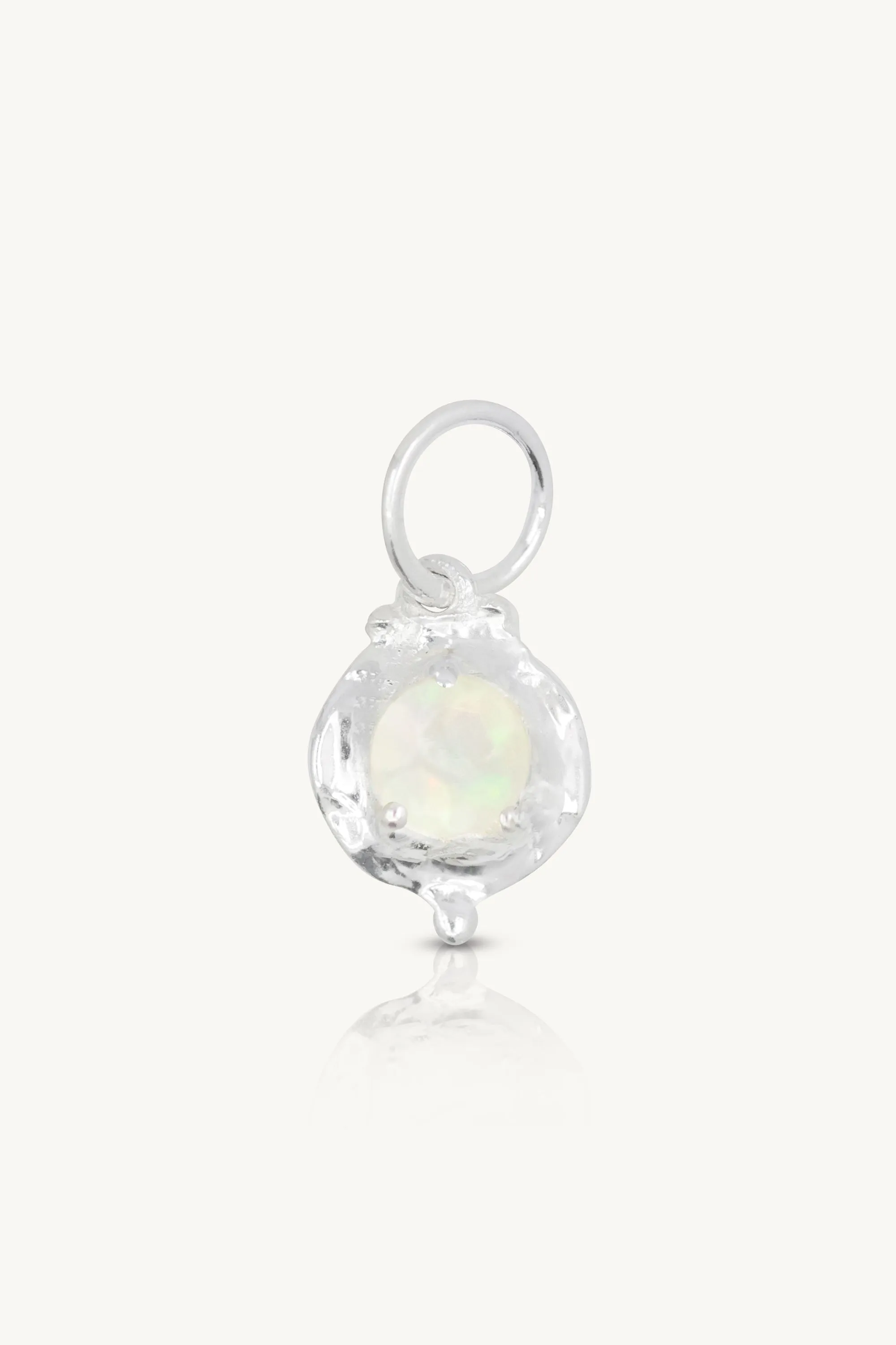 October Opal Silver Birthstone Necklace Charm