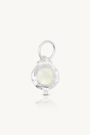 October Opal Silver Birthstone Necklace Charm