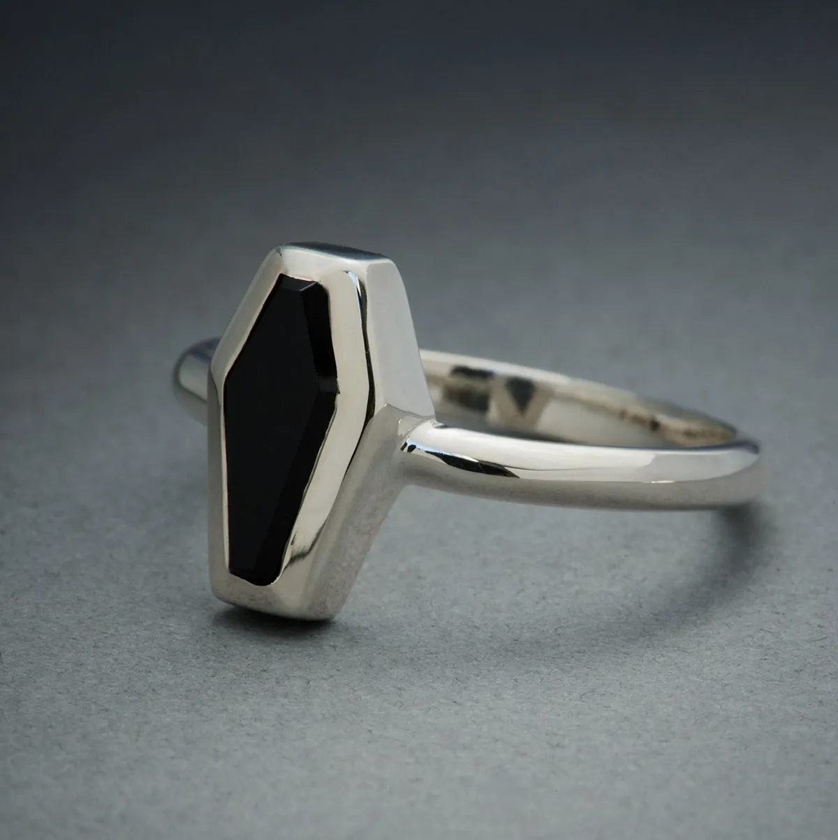 Onyx Coffin Ring