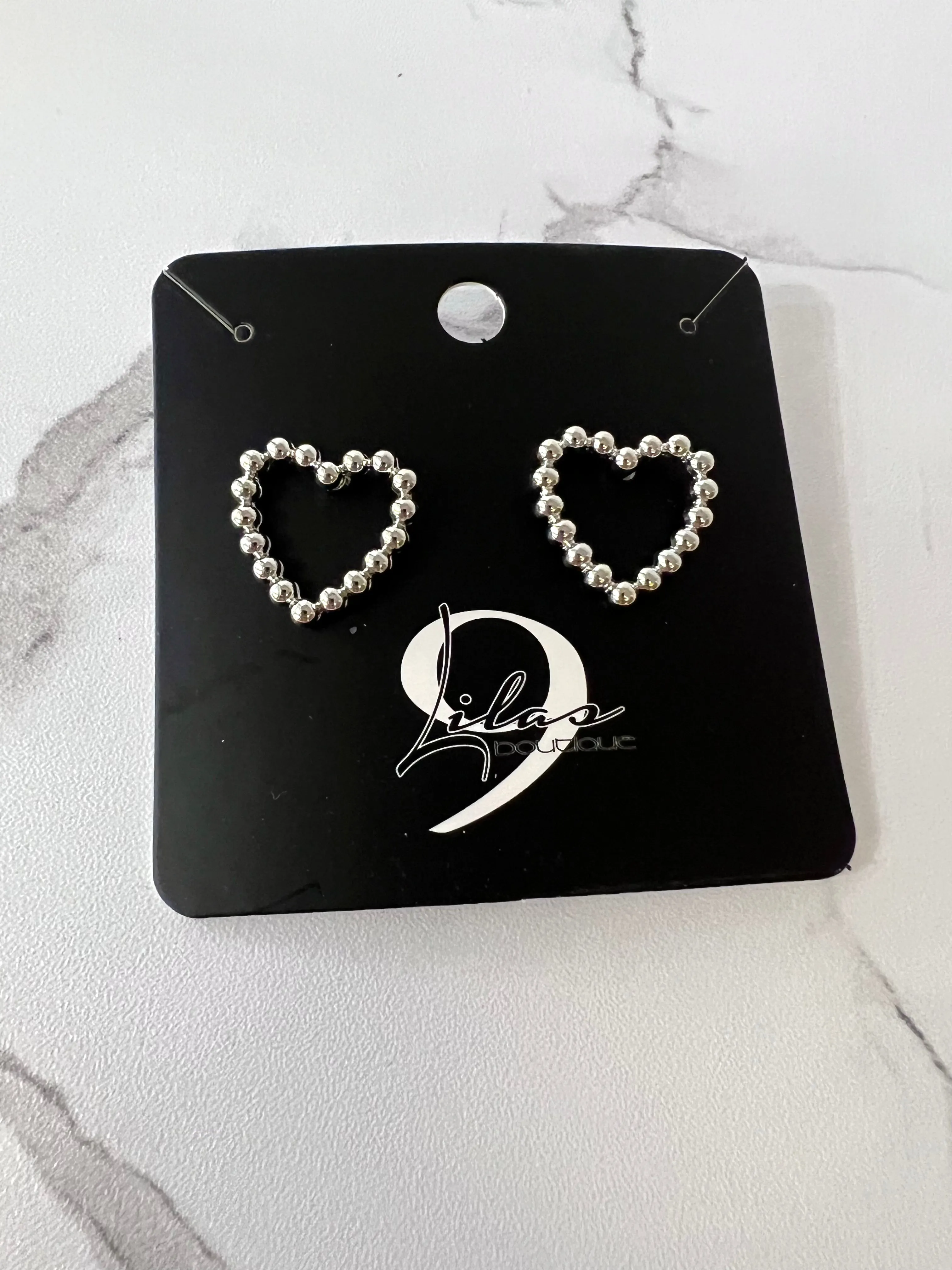 Open Heart Stud Earrings