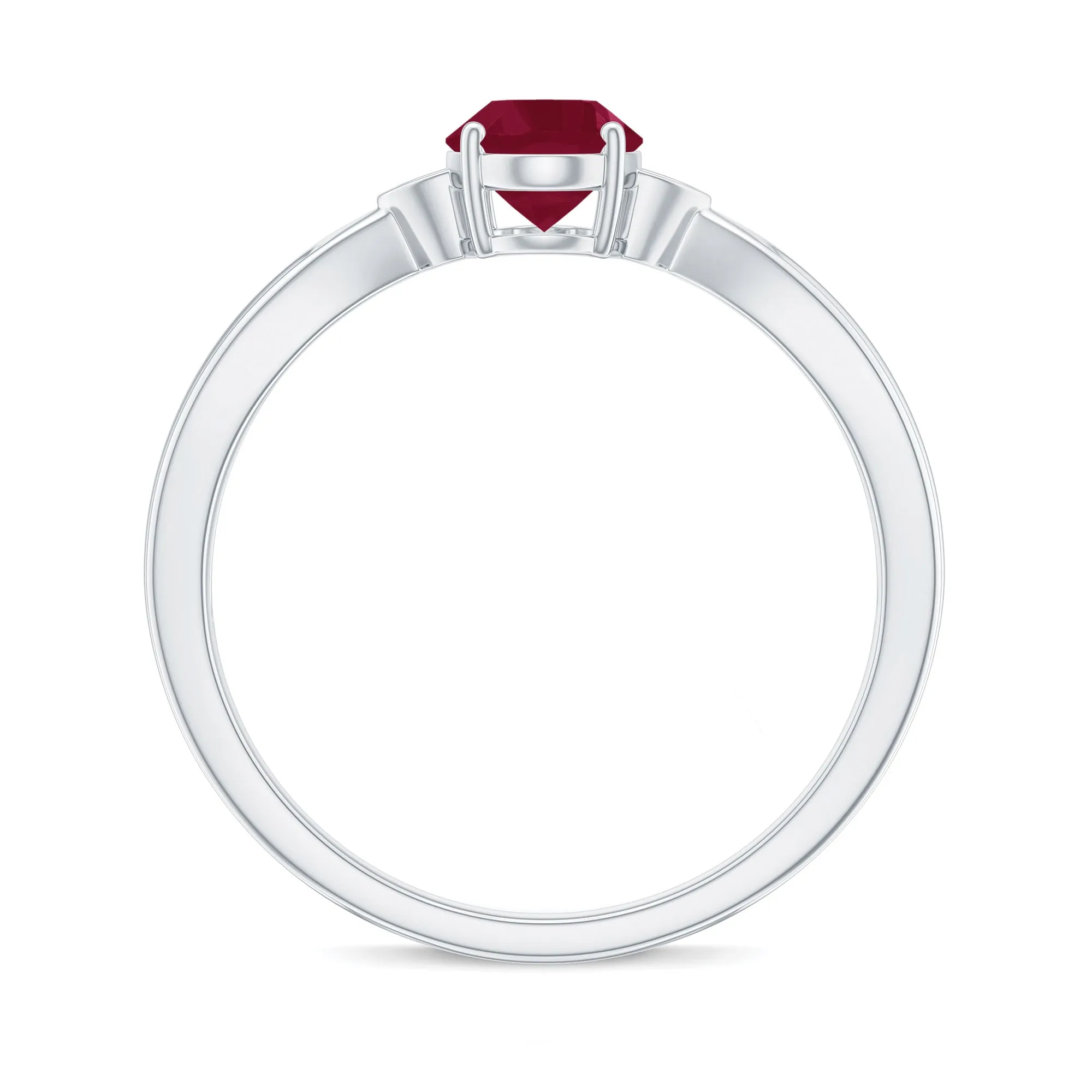 Oval Cut Real Ruby Solitaire Ring with Diamond