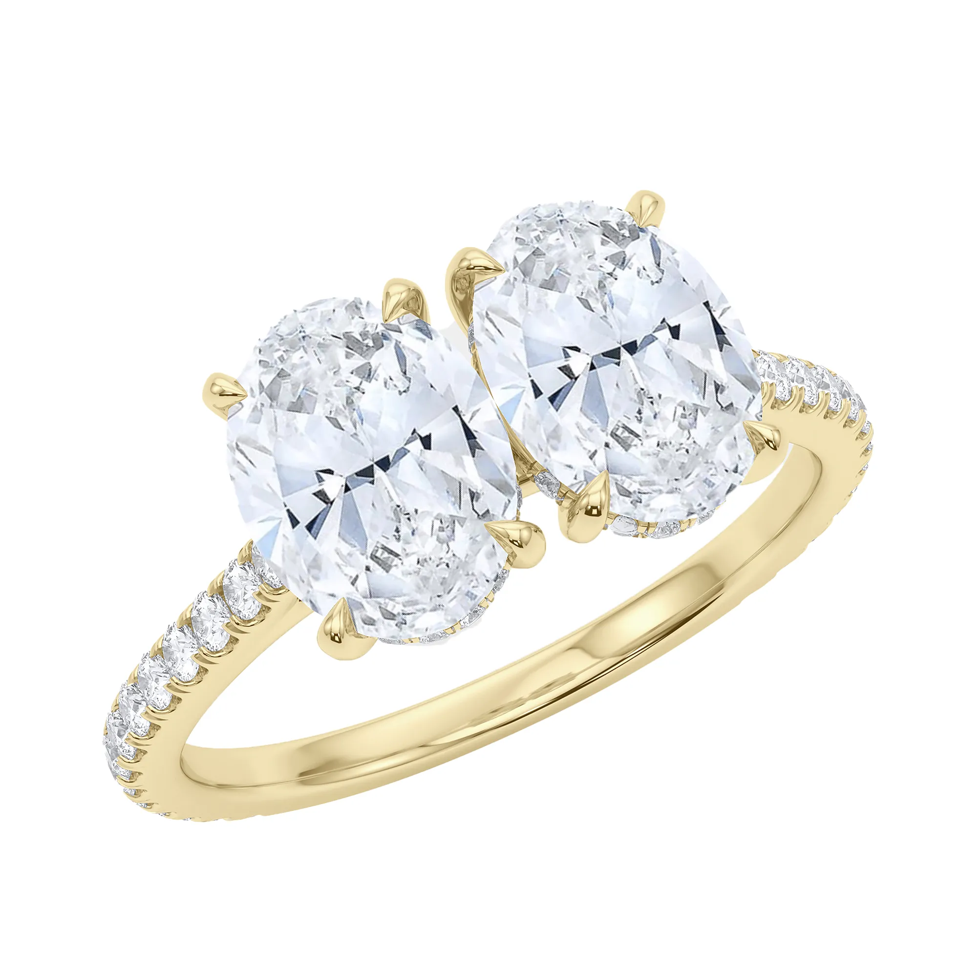 Oval Pave Twin Diamond Ring