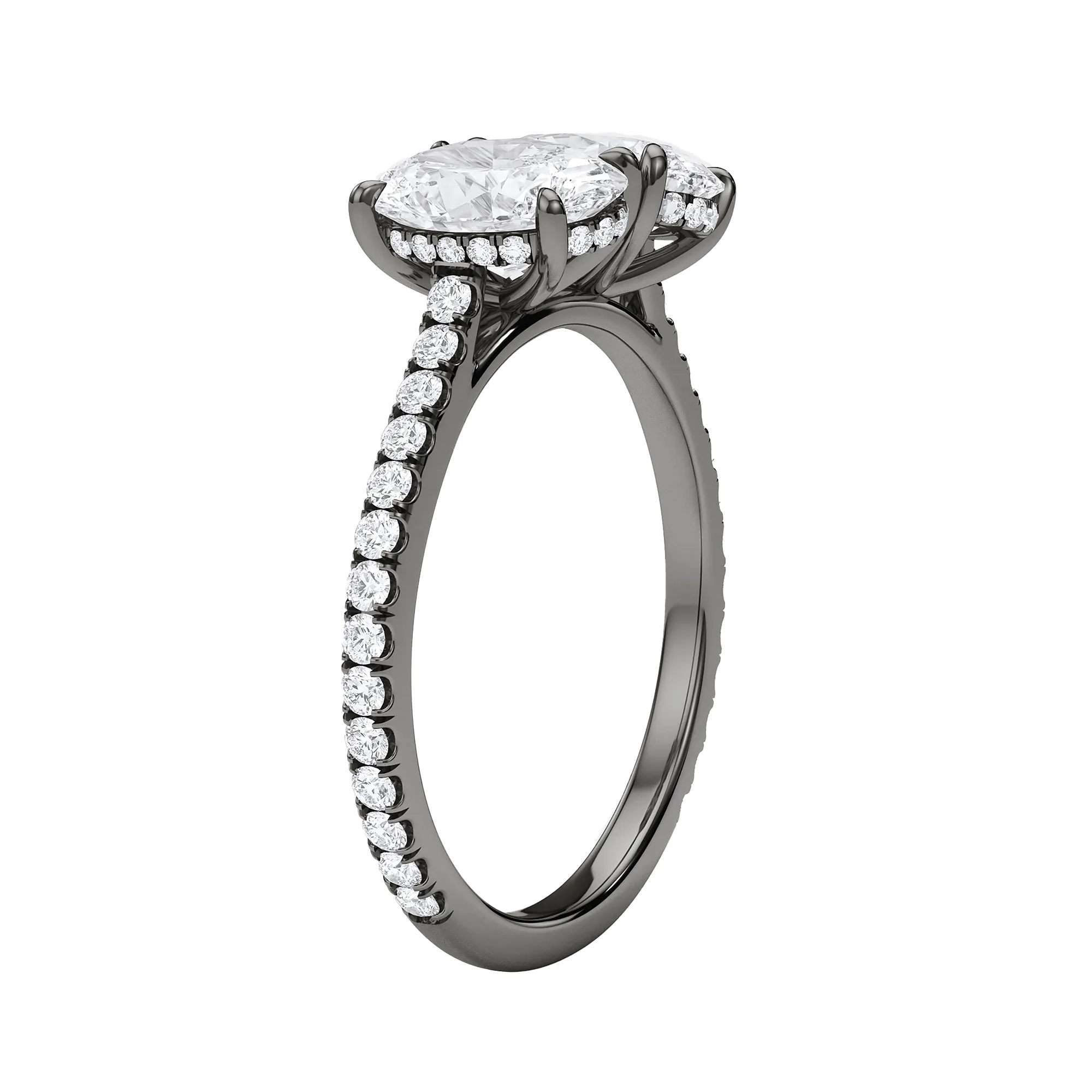 Oval Pave Twin Diamond Ring