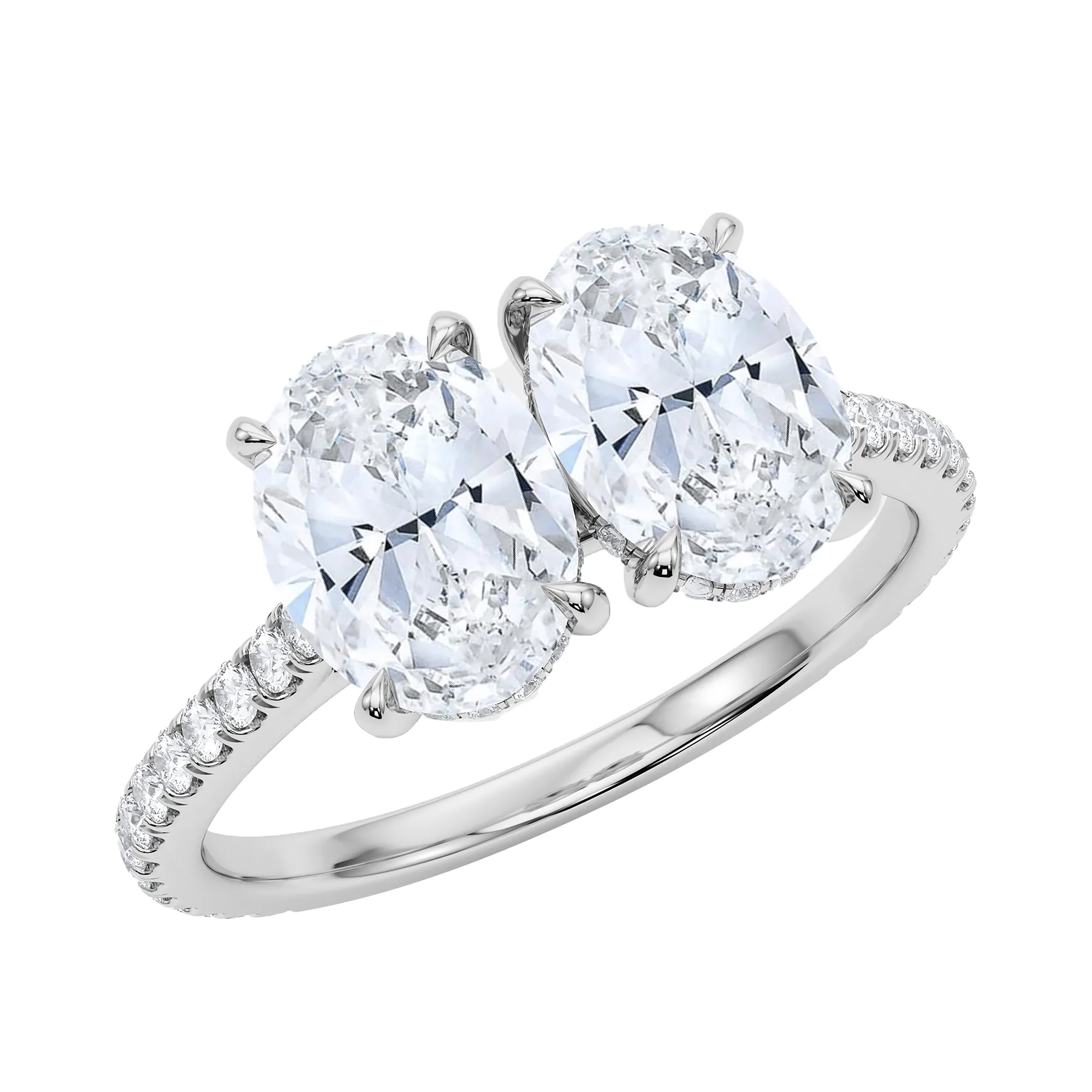 Oval Pave Twin Diamond Ring