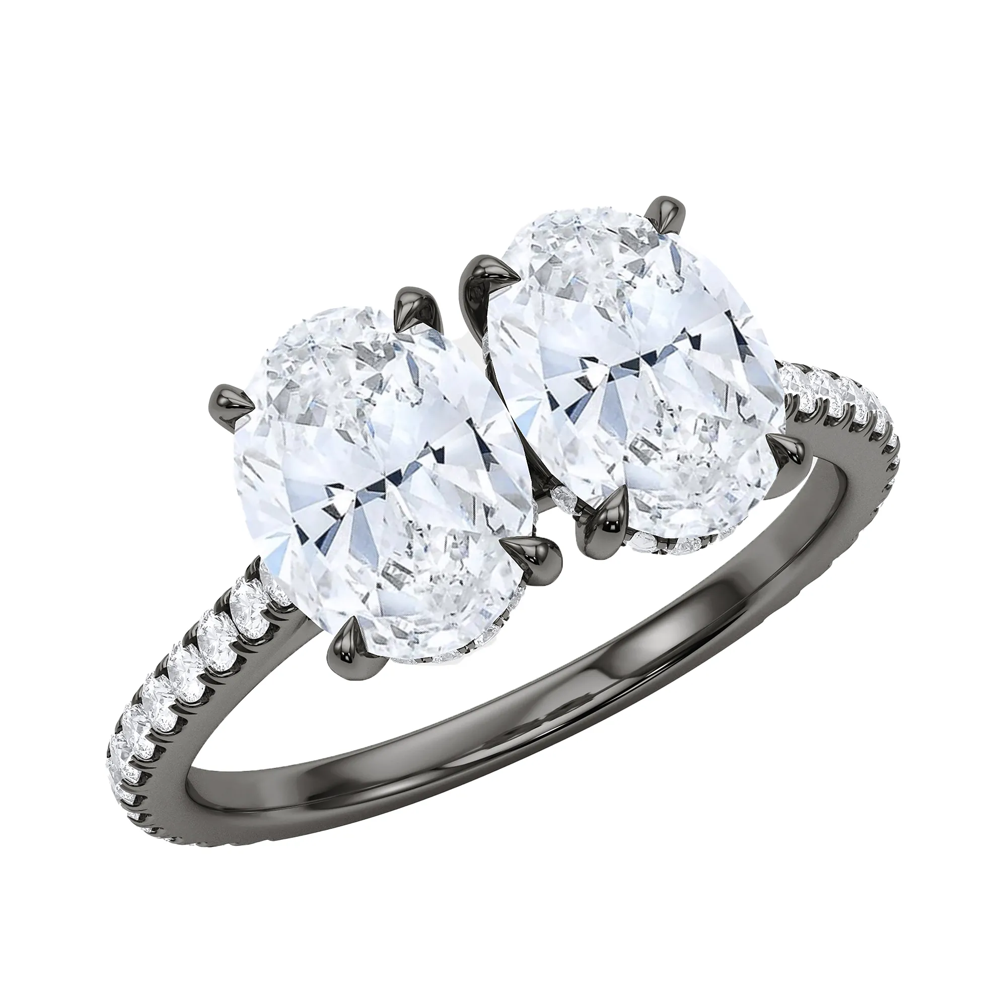 Oval Pave Twin Diamond Ring