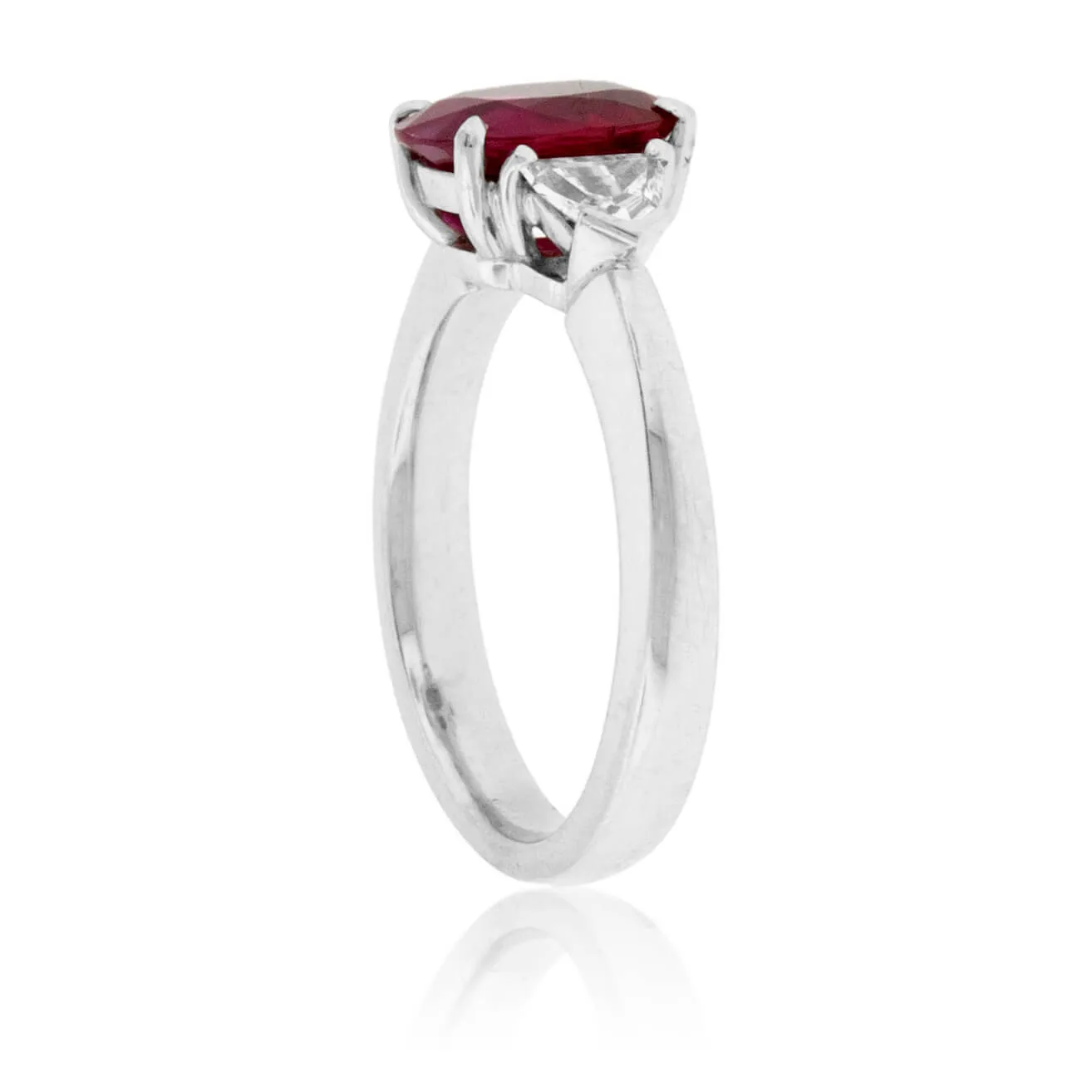 Oval Shaped Ruby and Shield Diamond Ring