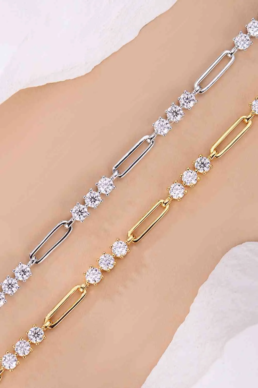 Paperclip 1.8 Carat Moissanite 925 Sterling Silver Bracelet