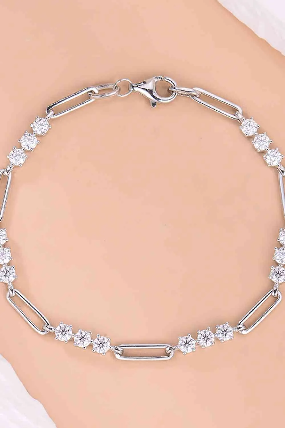 Paperclip 1.8 Carat Moissanite 925 Sterling Silver Bracelet