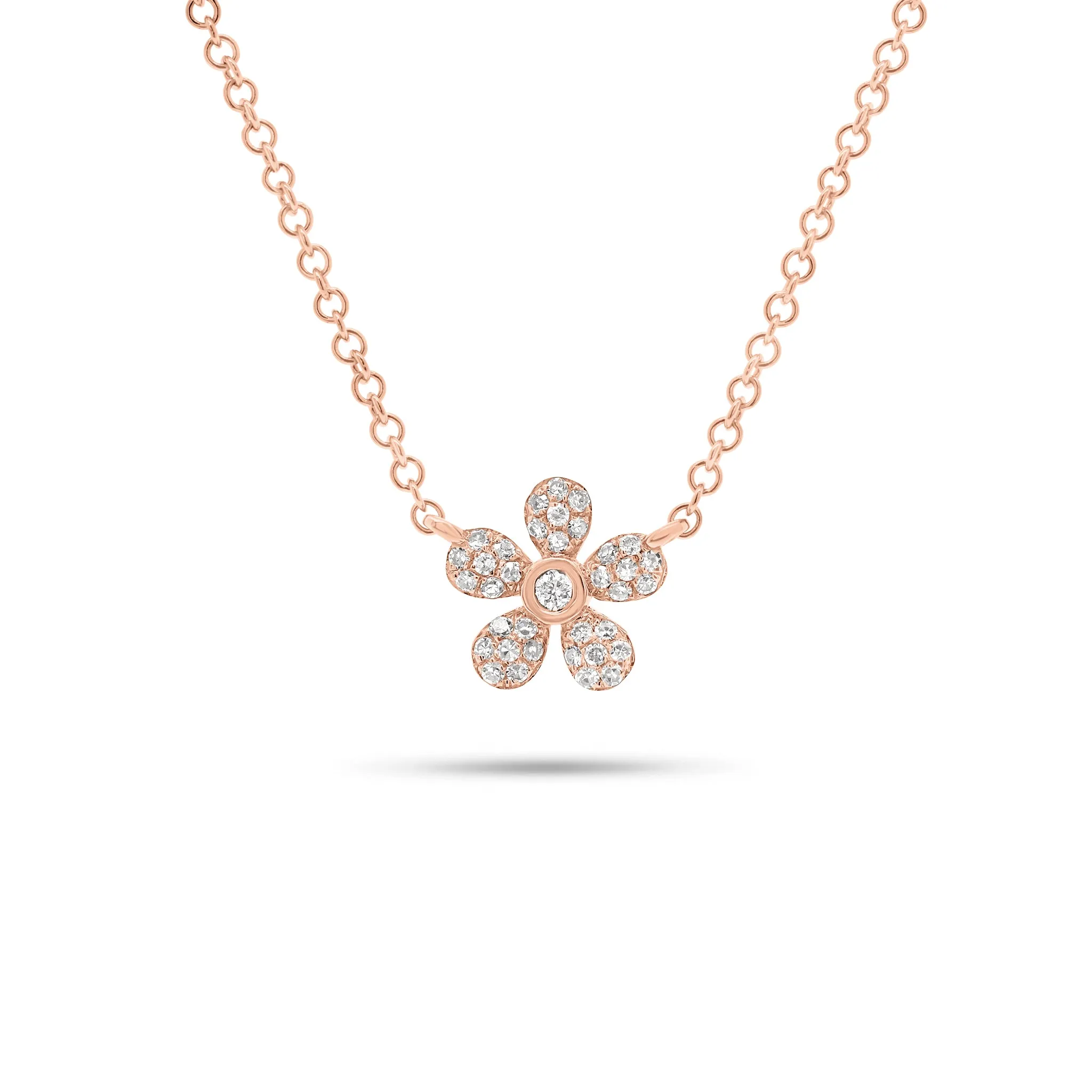 Pave Diamond Daisy Pendant Necklace