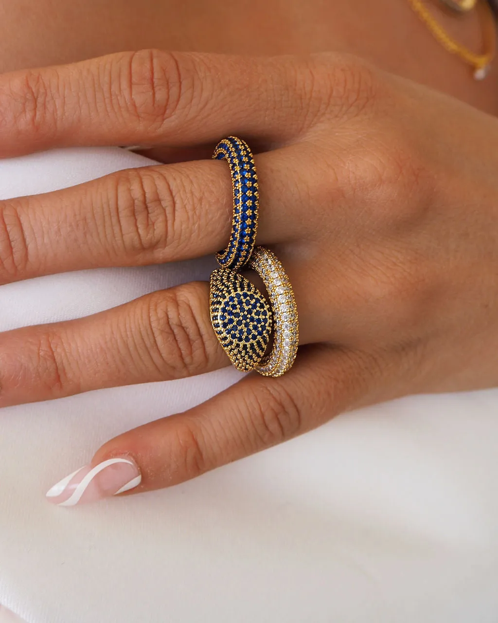 Pave Signet Ring- Blue Sapphire- Gold